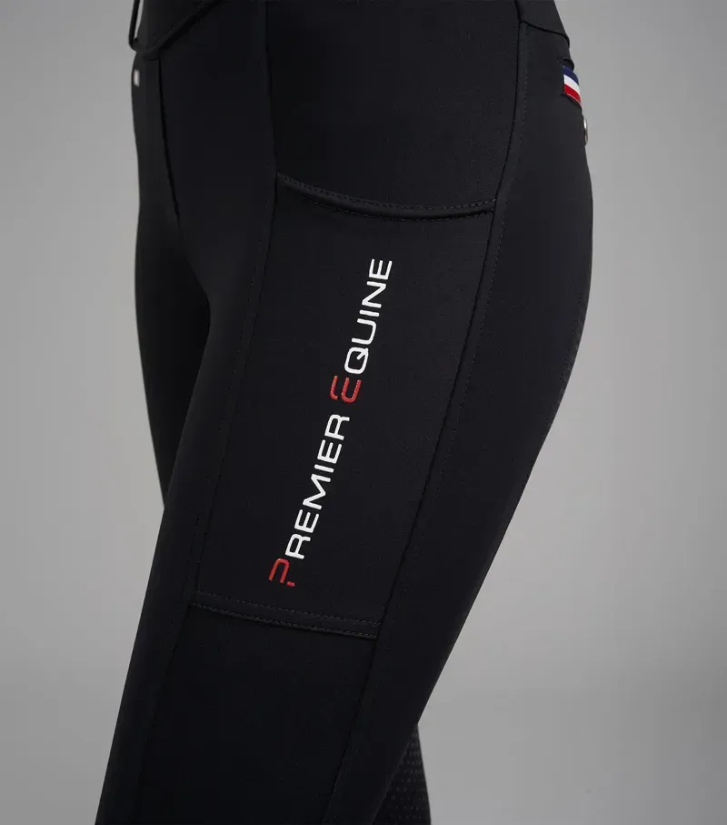 Premier Equine Ladies Mirillo Full Seat Gel Riding Tights in Black-3