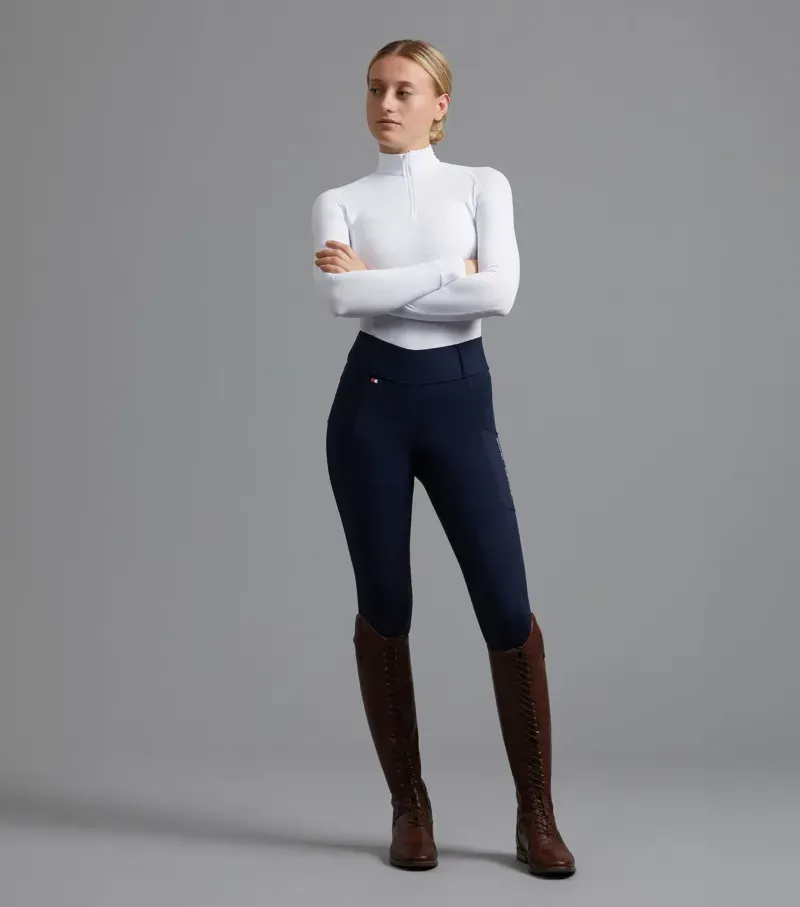 Premier Equine Ladies Mirillo Full Seat Gel Riding Tights in Navy