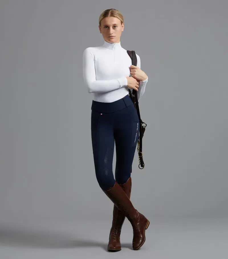 Premier Equine Ladies Mirillo Full Seat Gel Riding Tights in Navy-1