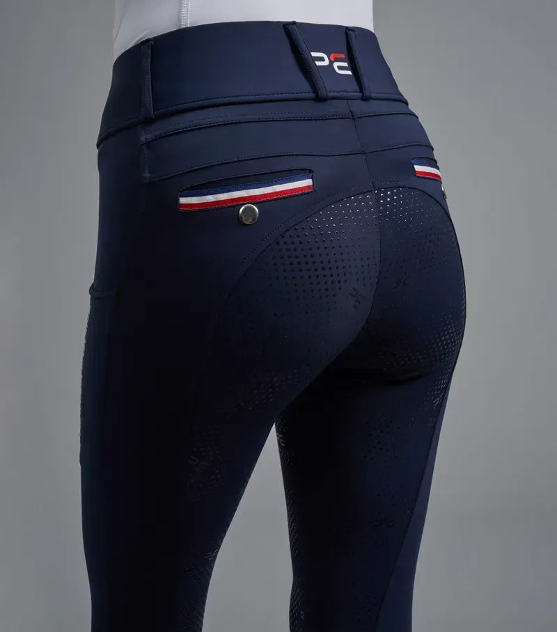 Premier Equine Ladies Mirillo Full Seat Gel Riding Tights in Navy-2