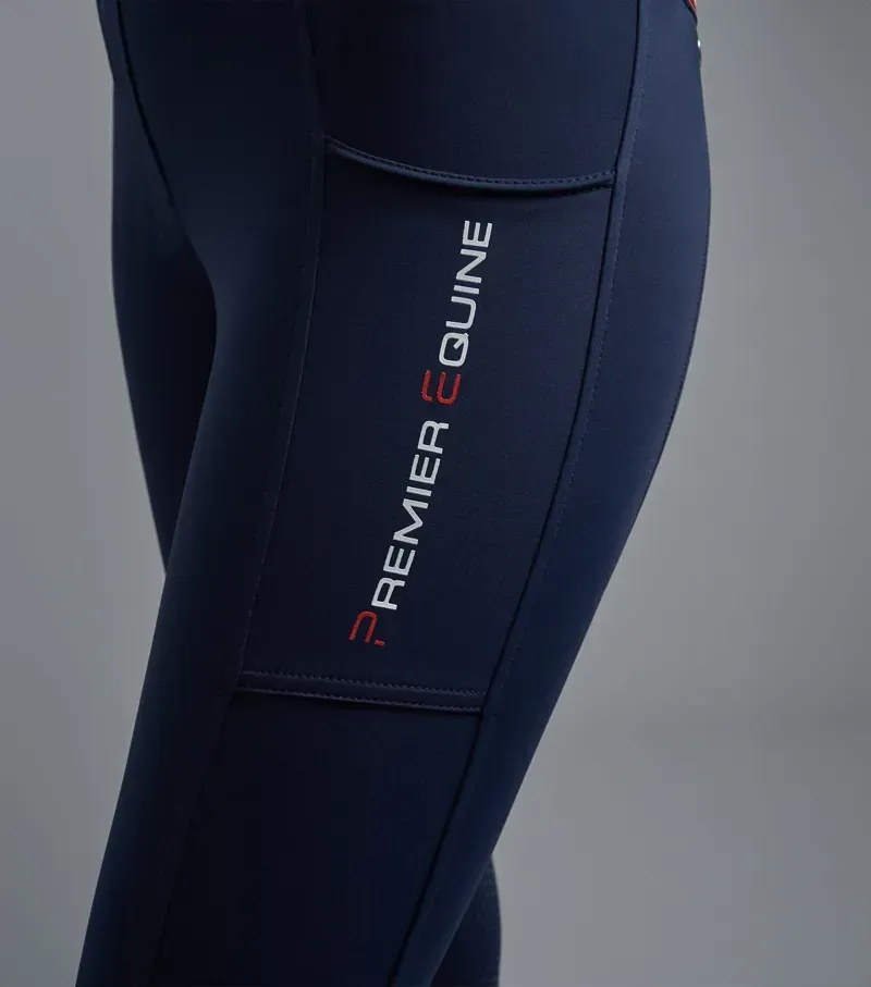 Premier Equine Ladies Mirillo Full Seat Gel Riding Tights in Navy-3