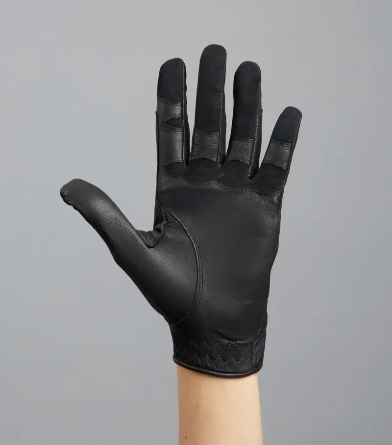 Premier Equine Ladies Mizar Leather Riding Gloves in Black-5