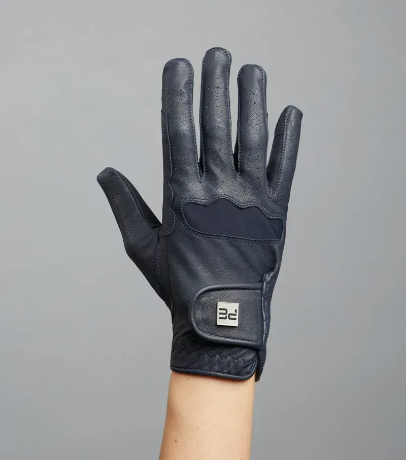 Premier Equine Ladies Mizar Leather Riding Gloves in Navy-4