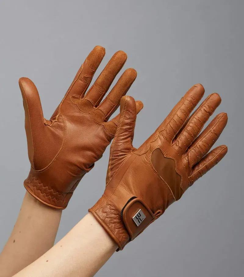 Premier Equine Ladies XX-Large 9 Mizar Leather Riding Gloves in Tan