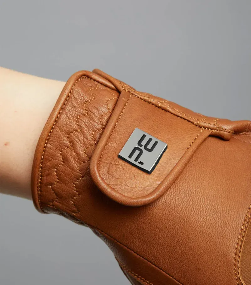 Premier Equine Ladies Large 8 Mizar Leather Riding Gloves in Tan-2