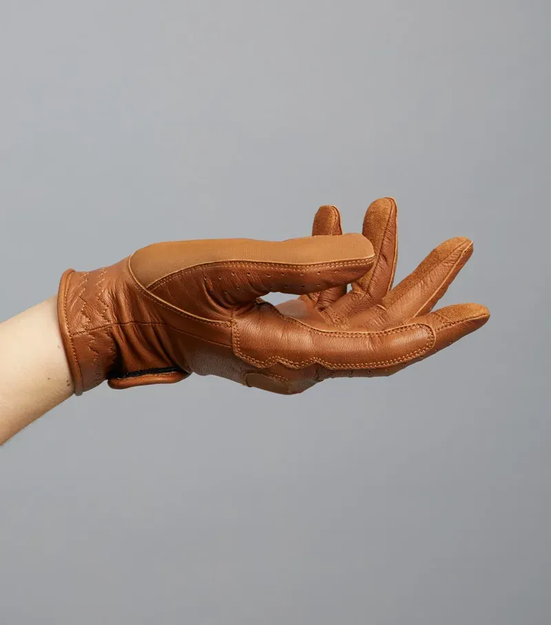 Premier Equine Ladies XX-Large 9 Mizar Leather Riding Gloves in Tan-3