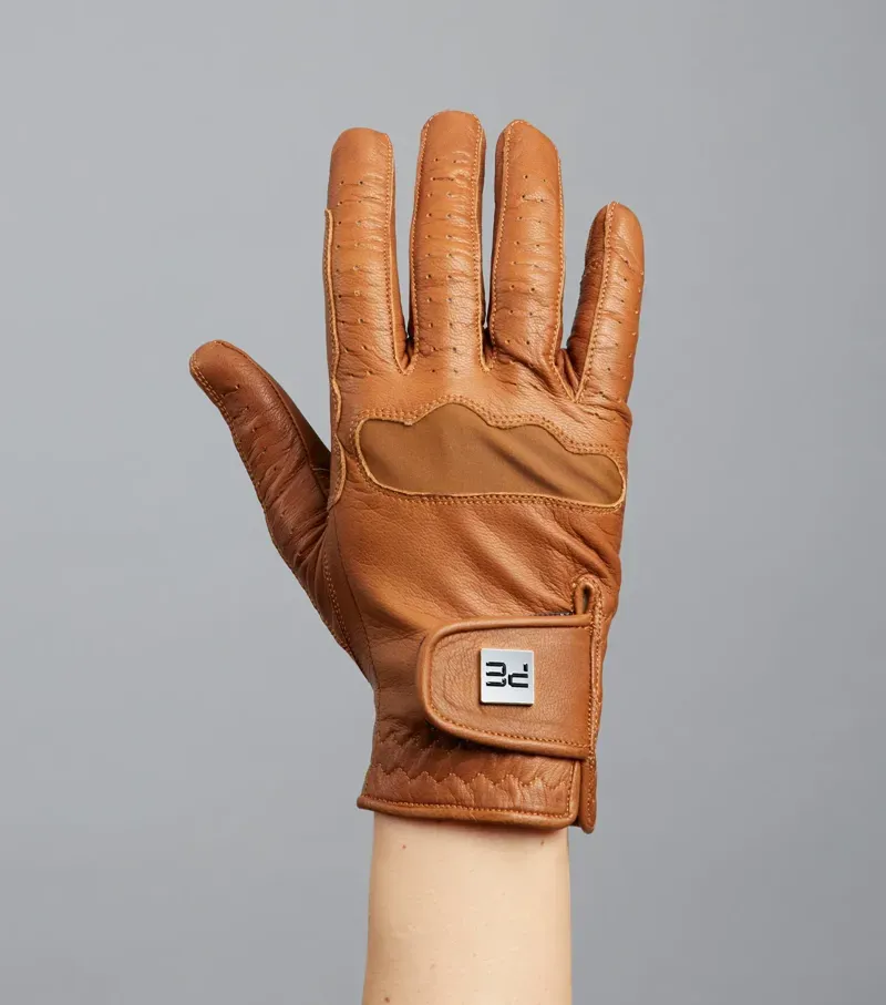 Premier Equine Ladies XX-Large 9 Mizar Leather Riding Gloves in Tan-4