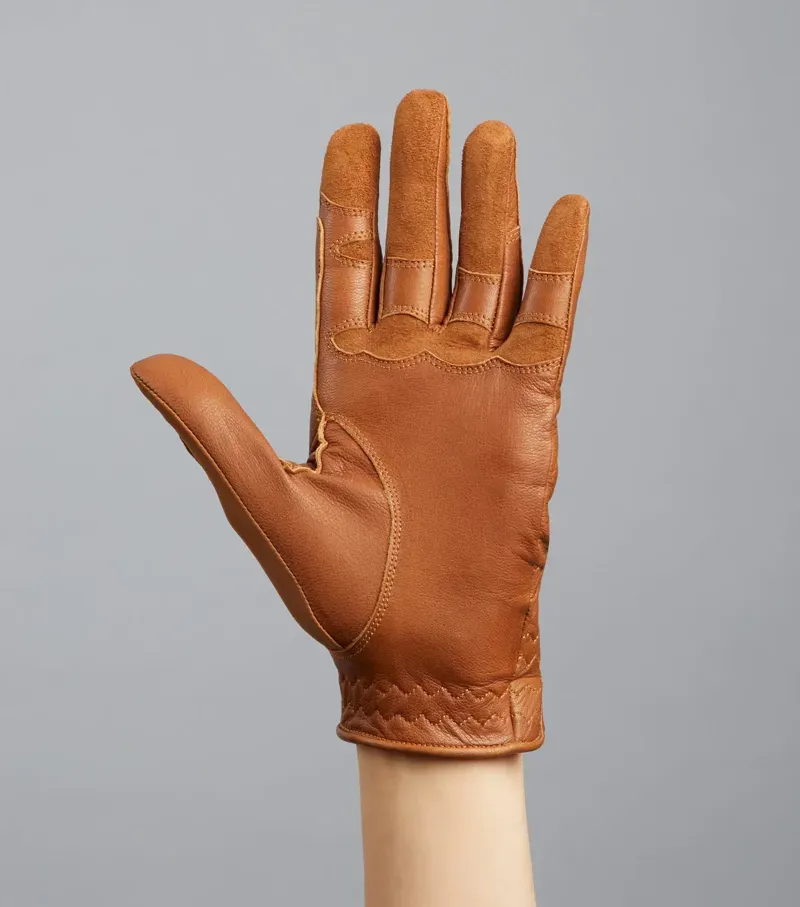 Premier Equine Ladies Large 8 Mizar Leather Riding Gloves in Tan-5