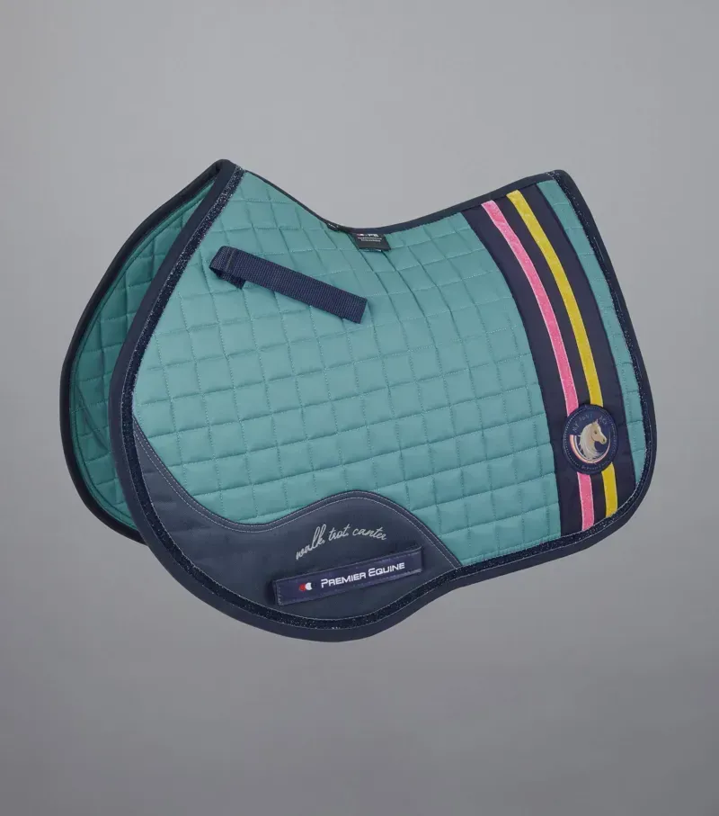 Premier Equine My Jack Cotton GP/Jump Glitter Pony Saddle Pad in Turquoise