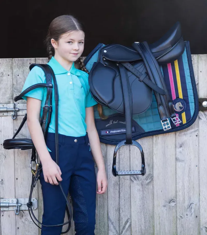 Premier Equine My Jack Cotton GP/Jump Glitter Pony Saddle Pad in Turquoise-1