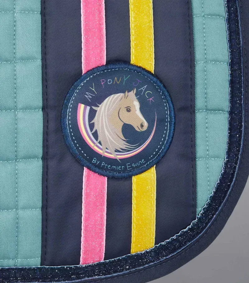 Premier Equine My Jack Cotton GP/Jump Glitter Pony Saddle Pad in Turquoise-3