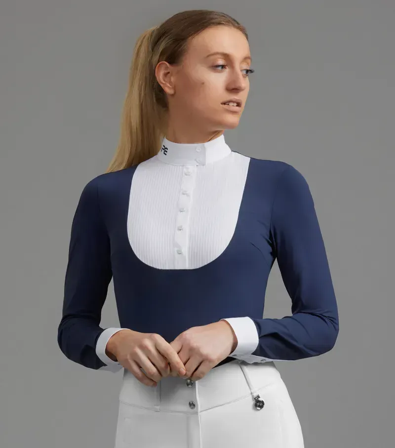 Premier Equine Ladies Navarra Long Sleeve Competition Shirt in Navy