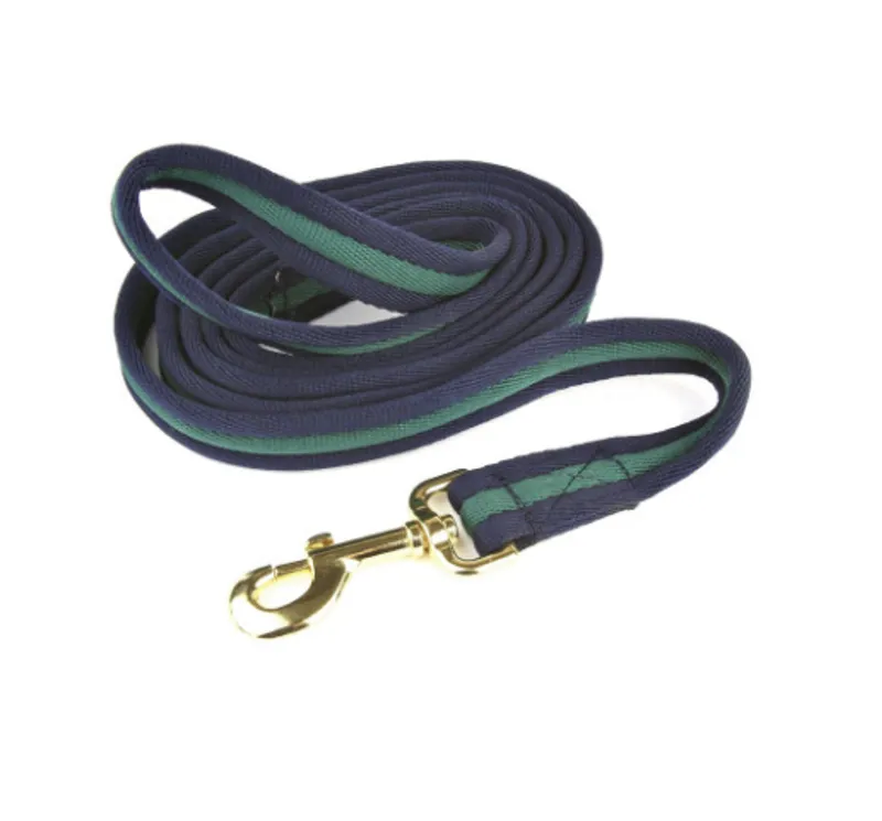 Hy Soft Webbing Lead Rein Without Chain in Navy/Green