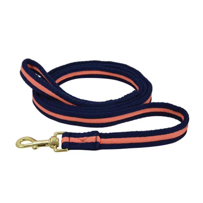 Hy Soft Webbing Lead Rein Without Chain in Navy/Orange