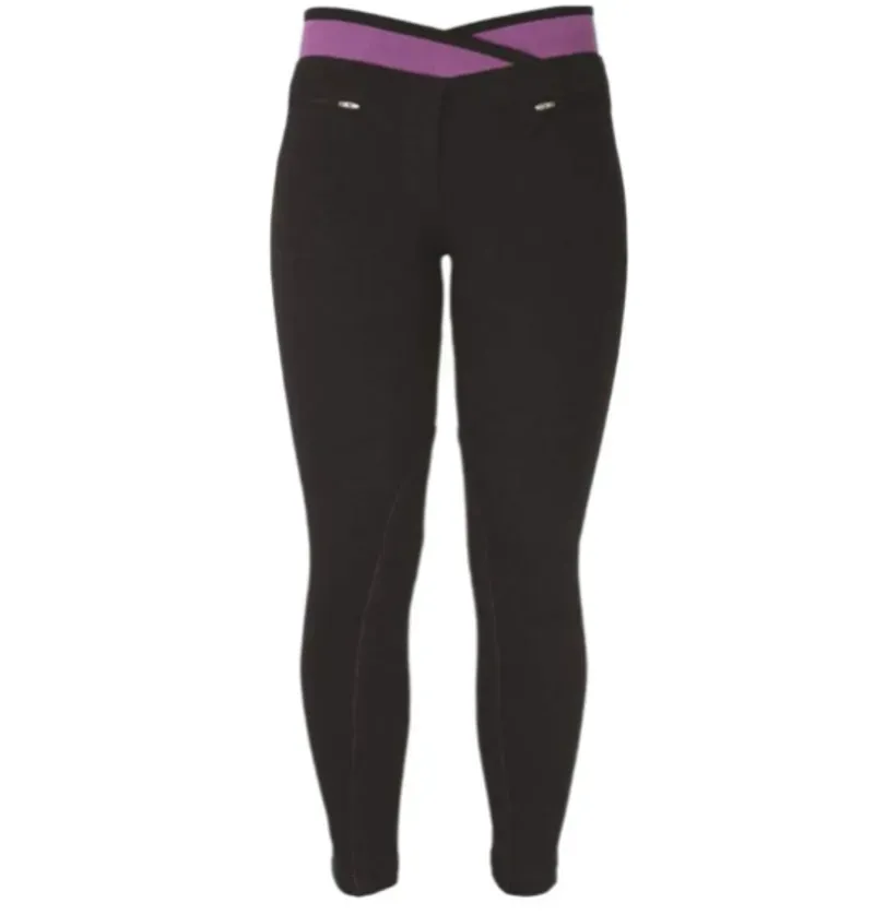 Hy Performance Brixton Elasticated Ladies Jodhpurs in Navy/Purple