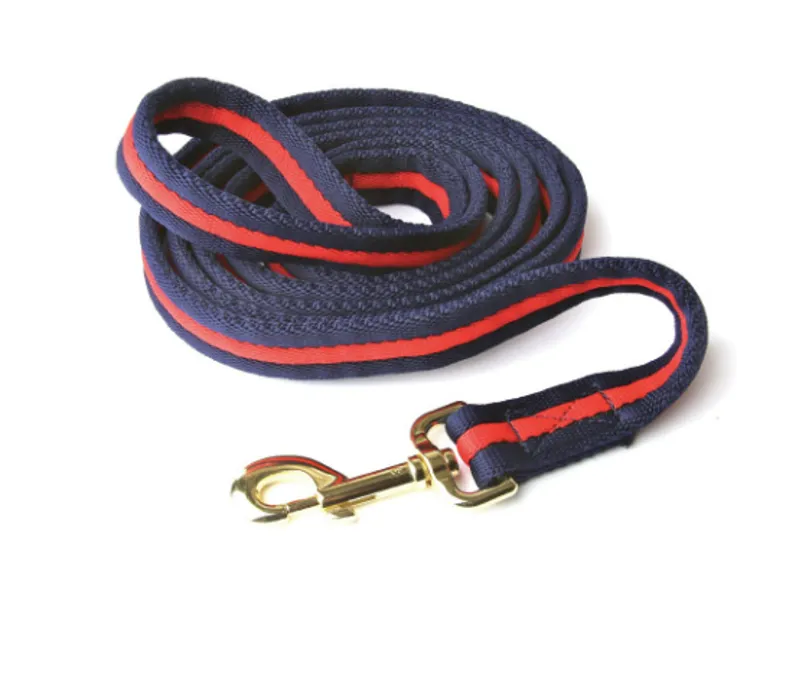 Hy Soft Webbing Lead Rein Without Chain in Navy/Red