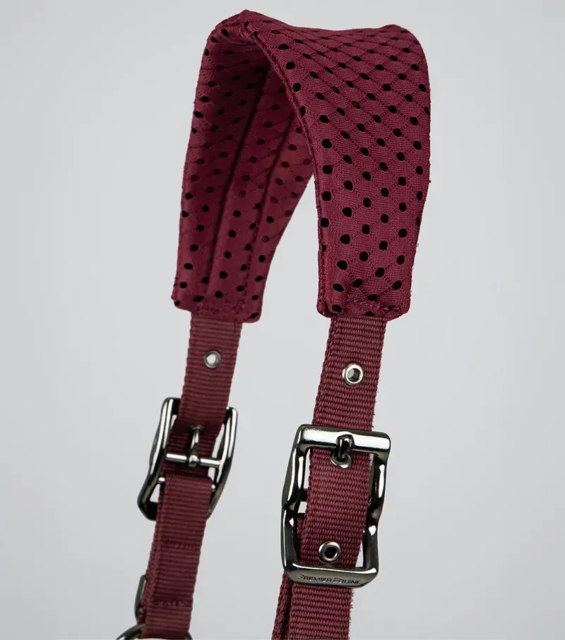 Premier Equine Necto 3D Mesh Head Collar With Lead Rope in Burgundy-1