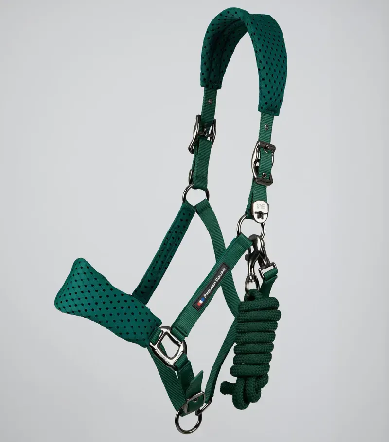 Premier Equine Necto 3D Mesh Head Collar With Lead Rope in Green