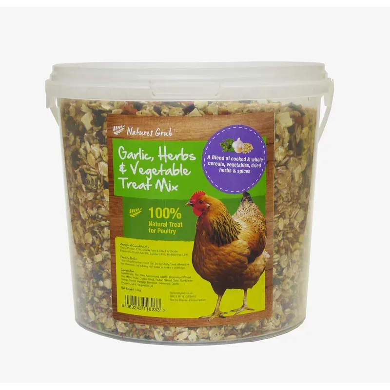 Nature's Grub Garlic Herbs and Vegetable 1.2kg Treat Bucket in Clear