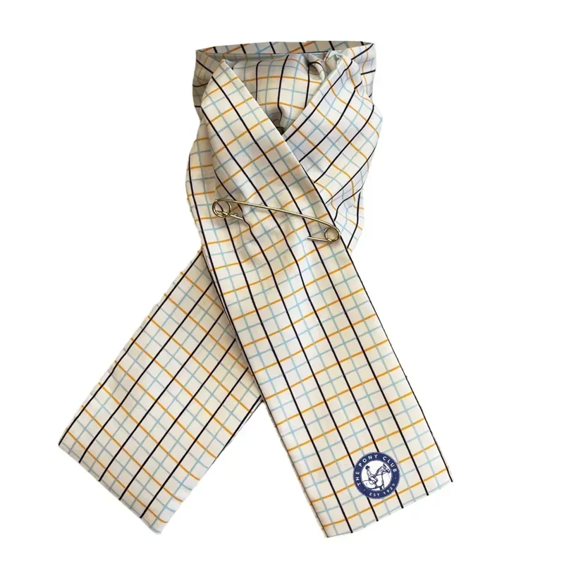 Equetech Official Junior Pony Club Self-Tying Stock in White Checked