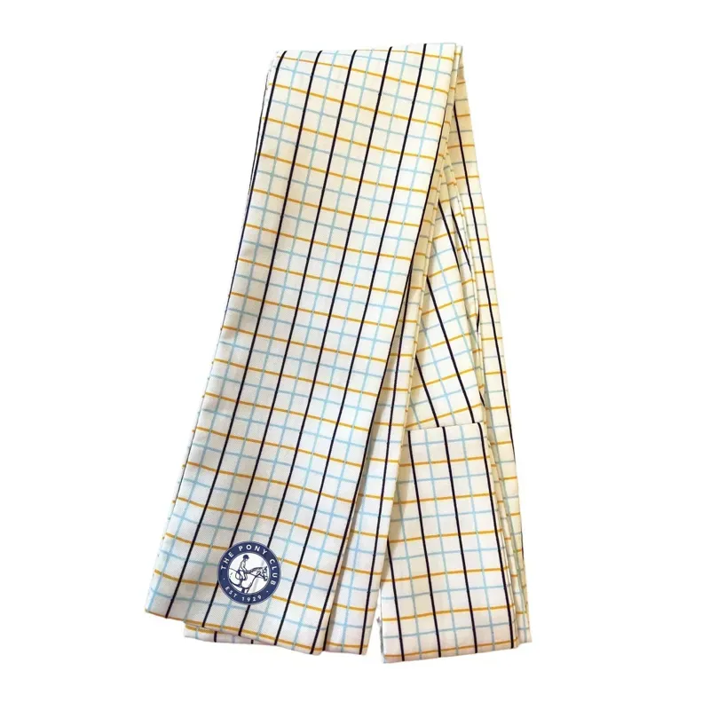 Equetech Official Junior Pony Club Self-Tying Stock in White Checked-1