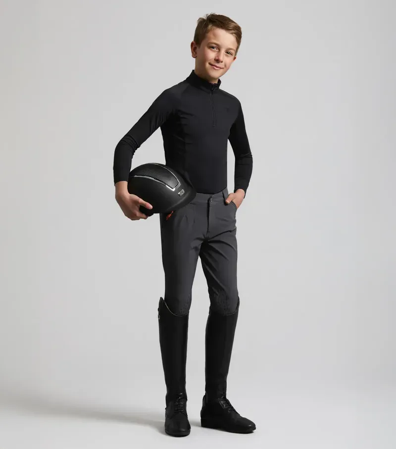 Premier Equine Junior Ombretta Technical Riding Top in Black-1