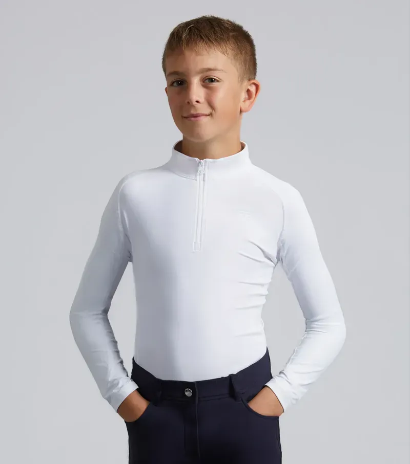 Premier Equine Junior Ombretta Technical Riding Top in White