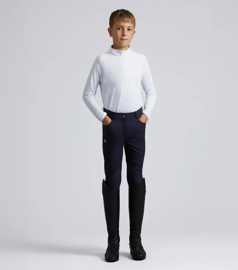 Premier Equine Junior Ombretta Technical Riding Top in White-1