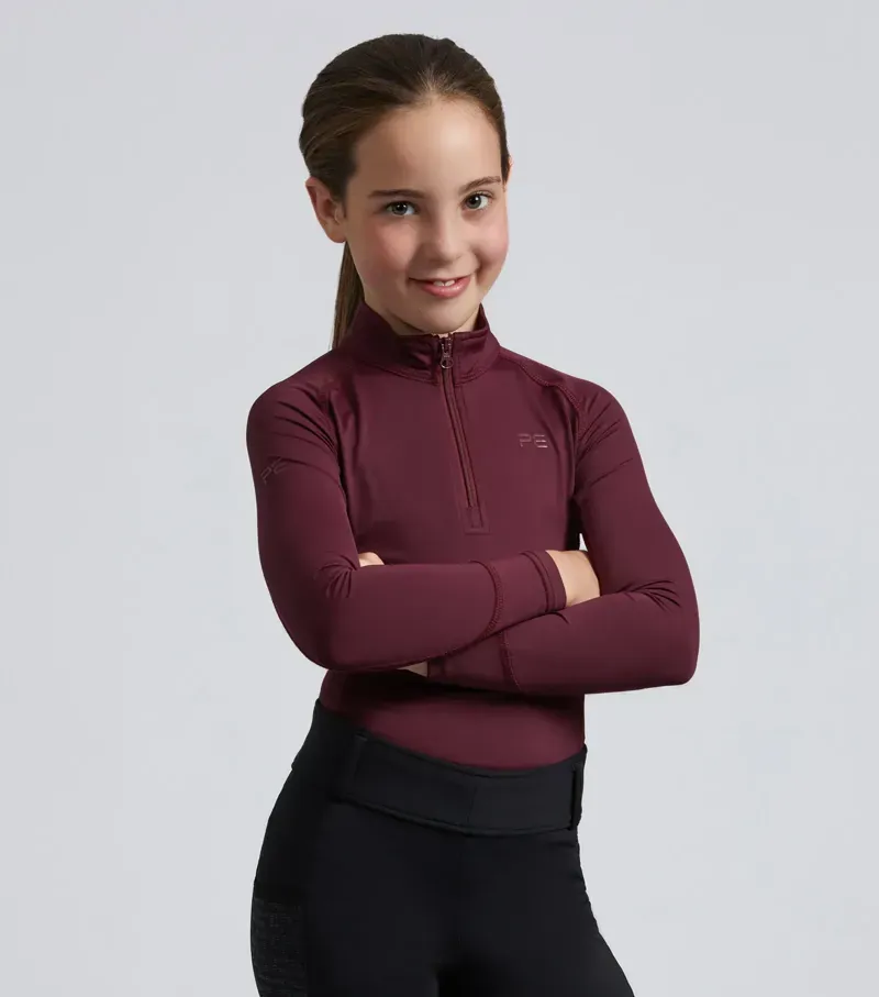 Premier Equine Junior Ombretta Technical Riding Top in Wine