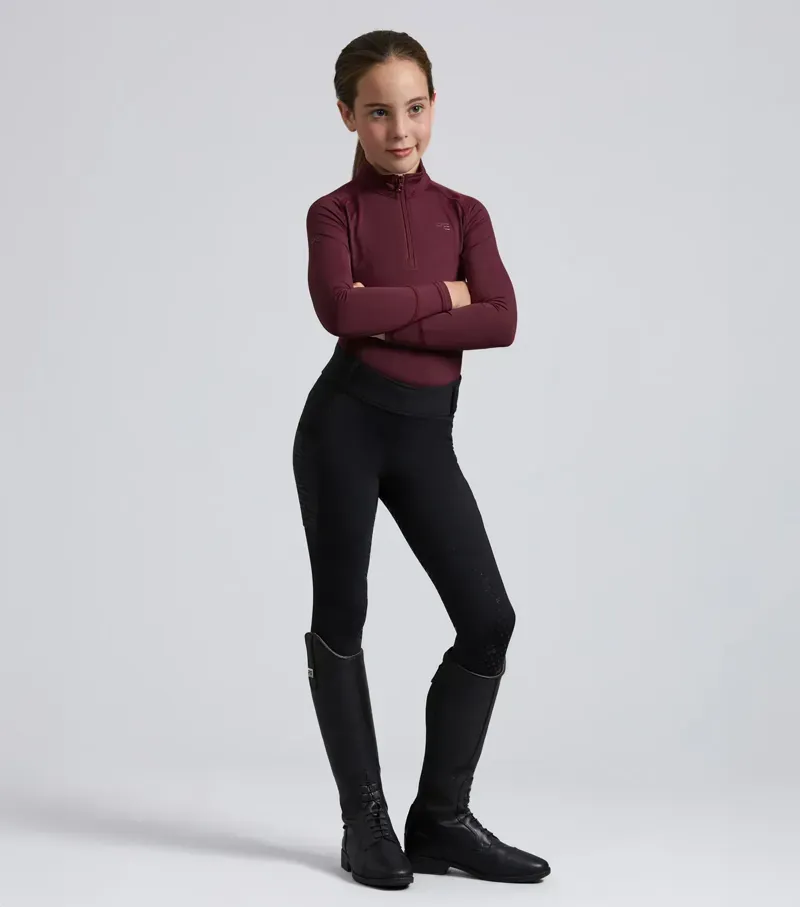 Premier Equine Junior Ombretta Technical Riding Top in Wine-1