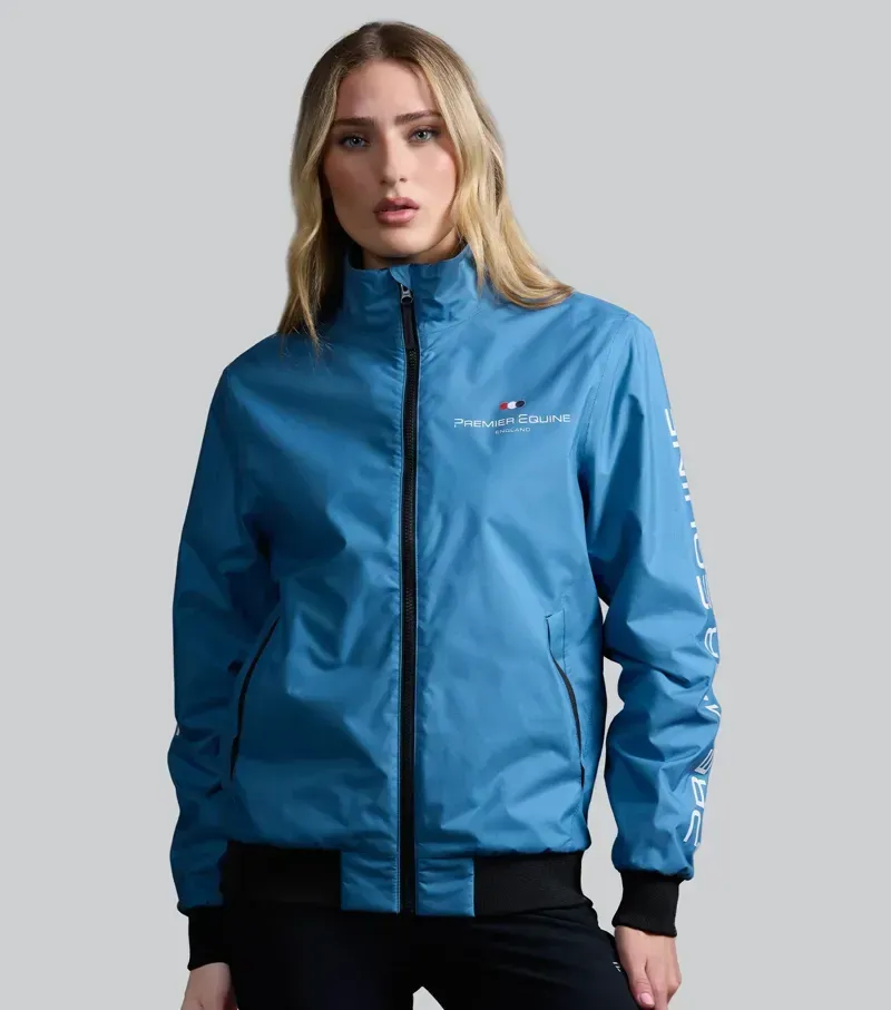 Premier Equine Womens Omnia Waterproof Riding Jacket in Azure Blue