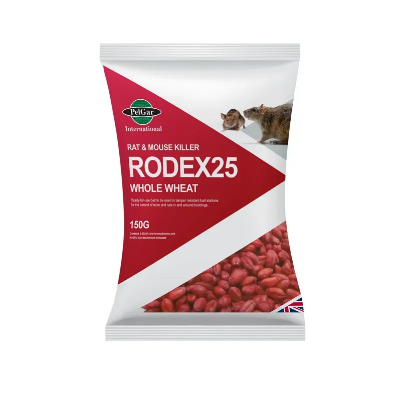 PelGar 80x150gm Rodex 25 Whole Wheat Bait in Red