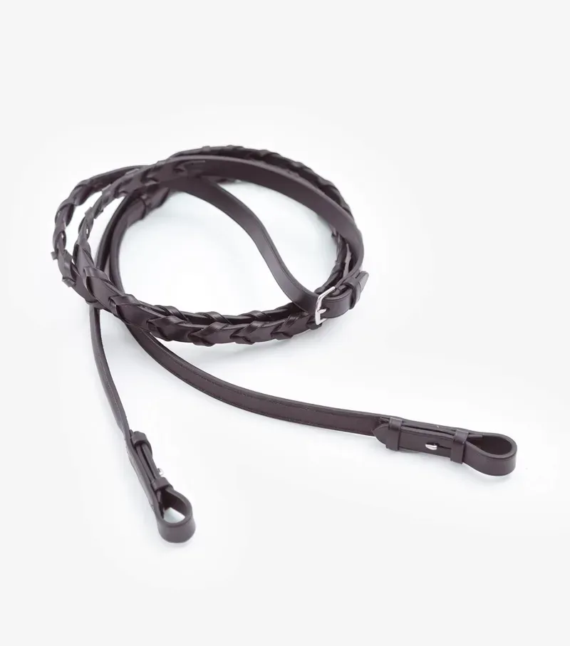 Premier Equine 3/4 Pietro Laced Reins in Brown-2