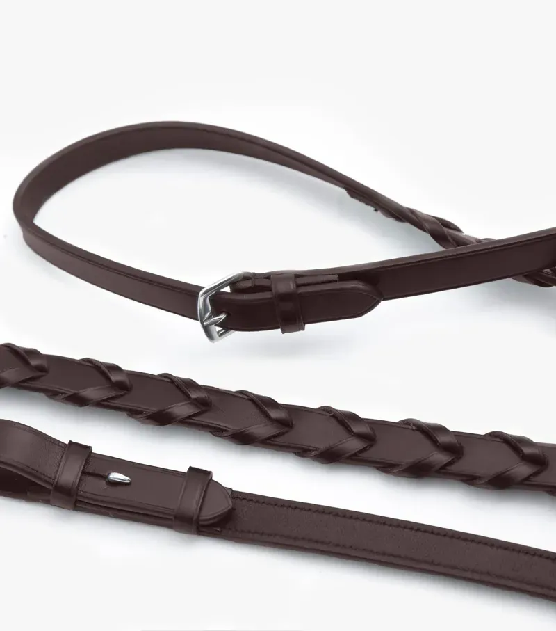 Premier Equine 3/4 Pietro Laced Reins in Brown-5