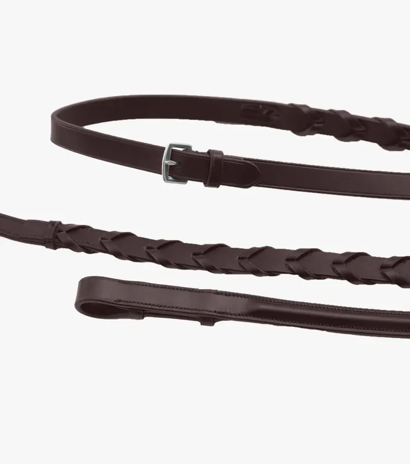 Premier Equine 3/4 Pietro Laced Reins in Brown-4