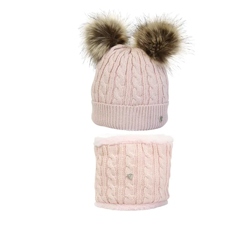 Hy Equestrian Morzine Children's Hat and Snood Set in Pink