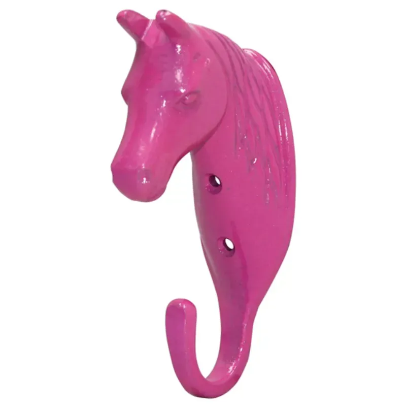 Perry Equestrian Horse Head Single Stable/Wall Hook in Pink