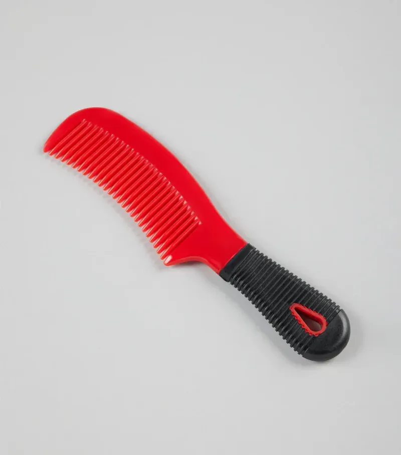 Premier Equine Large Plastic Mane Comb With Handle in Black Red