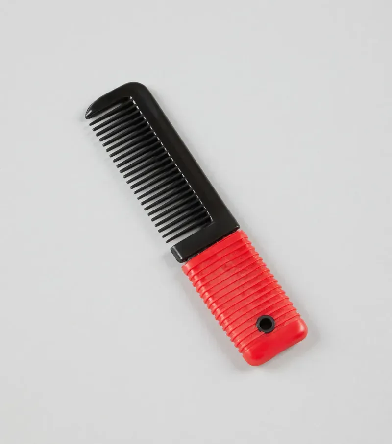 Premier Equine Small Plastic Mane Comb With Handle in Black Red