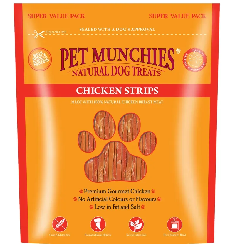 Pet Munchies 320gm x 3 Pack Chicken Strips in Yellow