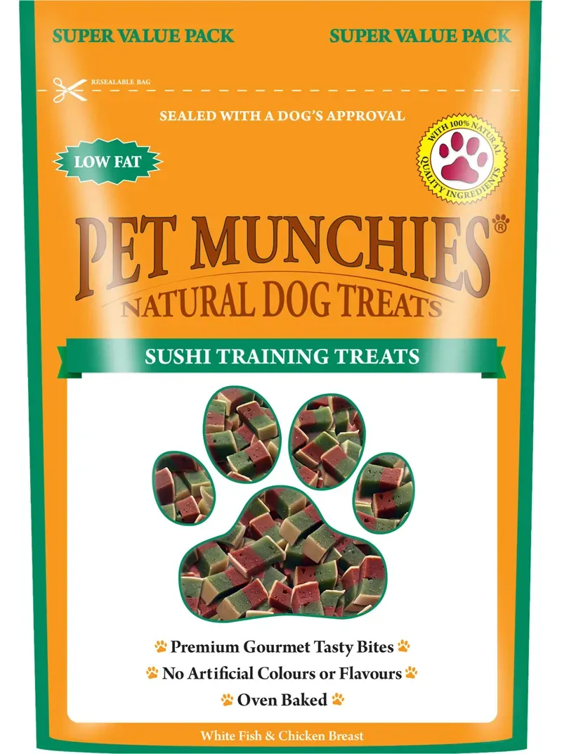 Pet Munchies 150gm x 8 Pack Sushi Training Treats in Yellow