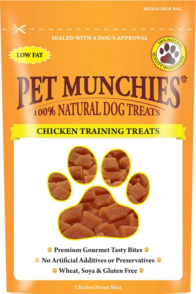 Pet Munchies 50gm x 8 Pack Training Treats Chicken in Yellow