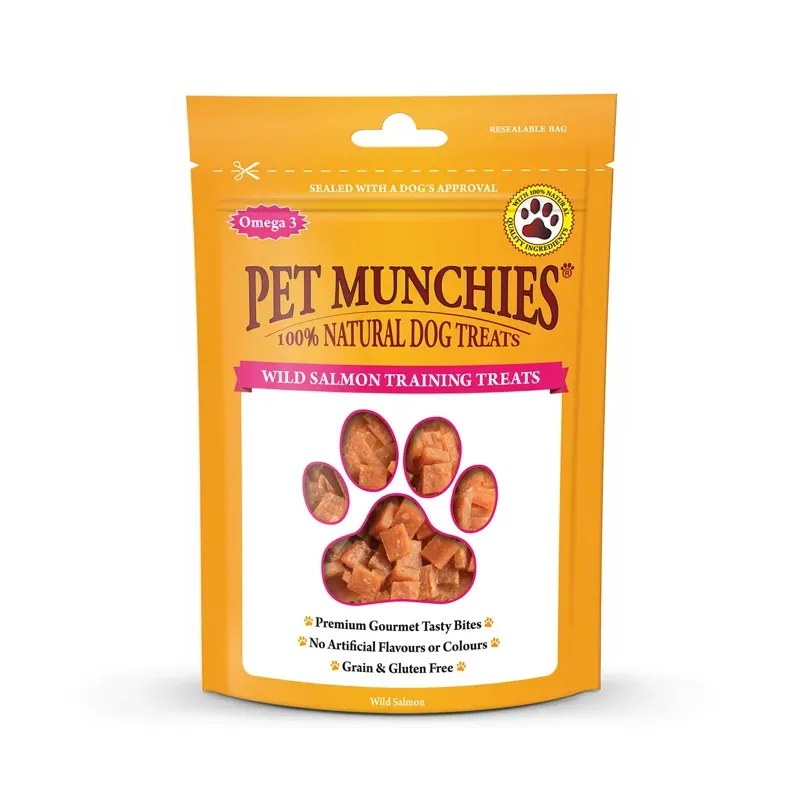Pet Munchies 8 Pack 50gm Wild Salmon Training Treats in Yellow