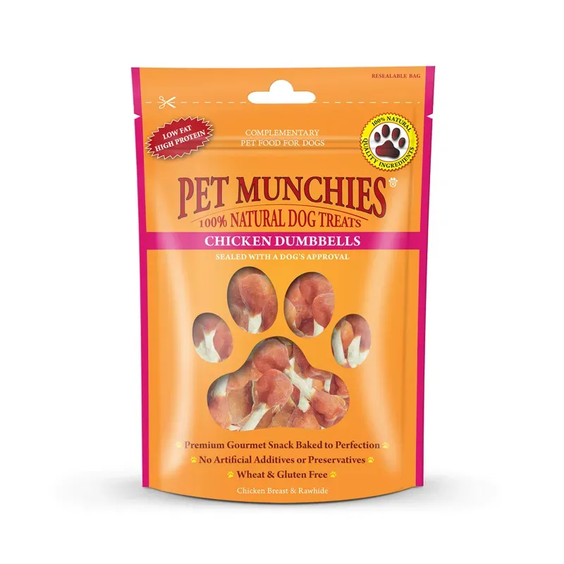 Pet Munchies Chicken Rawhide Dumbbells - 80 gm x 8 pack