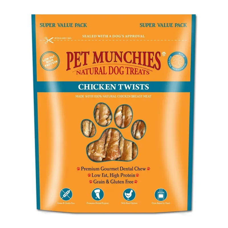 Pet Munchies 290gm x 3 pack Chicken Twists in Yellow