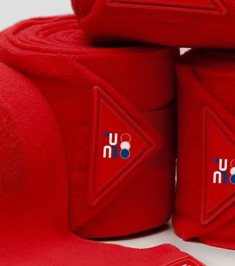 Premier Equine One Size Horse Polo Fleece Bandages in Red-2