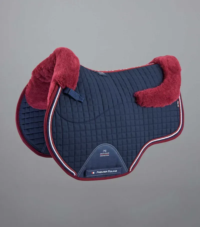 Premier Equine Pony Close Contact Merino Wool Half Lined European GP/Jump Square in Navy/Burgundy