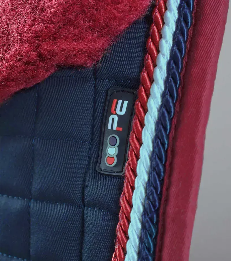 Premier Equine Pony Close Contact Merino Wool Half Lined European GP/Jump Square in Navy/Burgundy-1