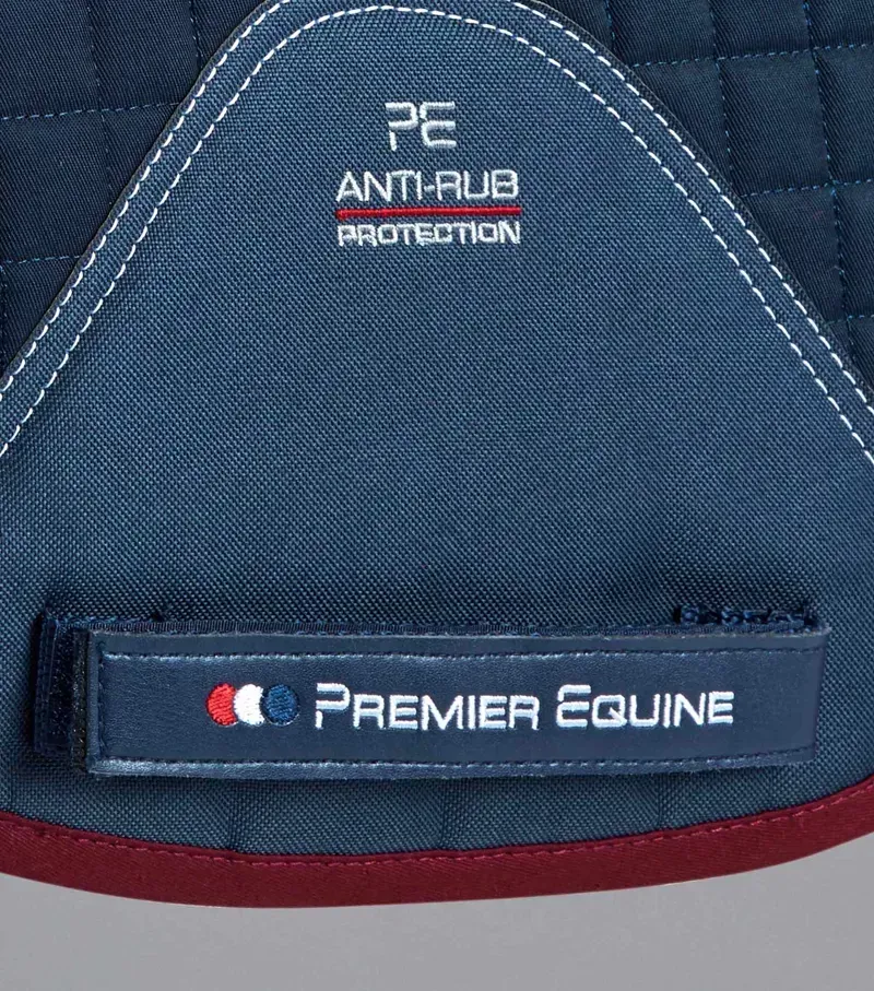 Premier Equine Pony Close Contact Merino Wool Half Lined European GP/Jump Square in Navy/Burgundy-4
