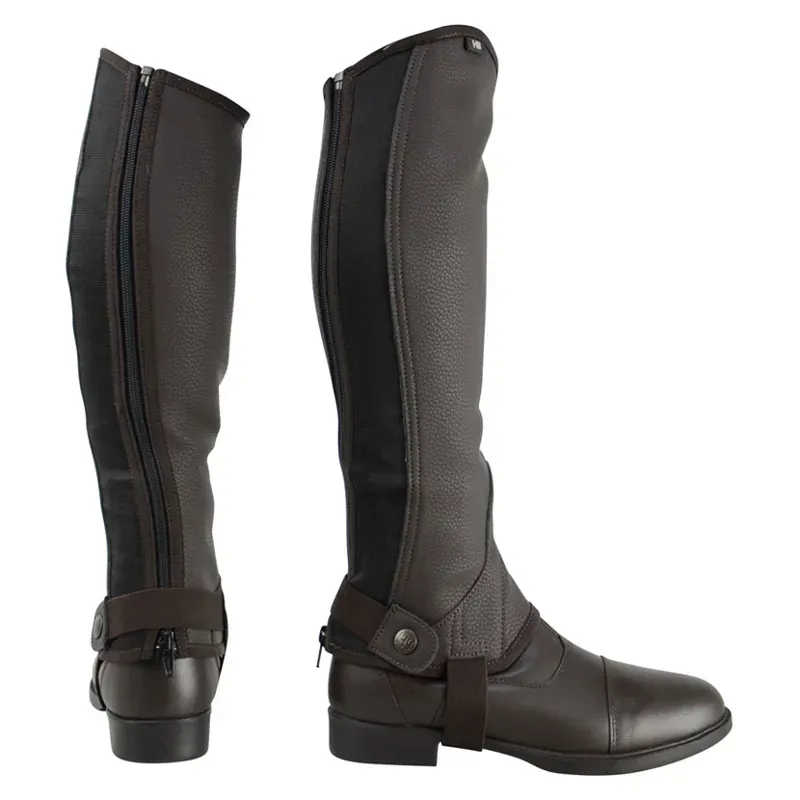 Hy Equestrian Synthetic Combi Leather Chaps in Brown